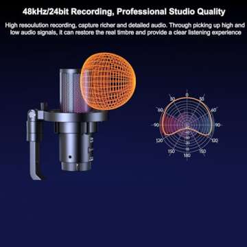 COMICA USB Microphone for Computer and Smartphone,RGB Cardioid Condenser Gaming Mic for Podcasting,Streaming,Recording,with Desktop Stand-Black (EJoy Uni D)