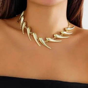 Stylish Adjustable Gold Spike Choker for All Gender