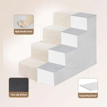 Sturdy EHEYCIGA Dog Stairs for Small Dogs 4-Step