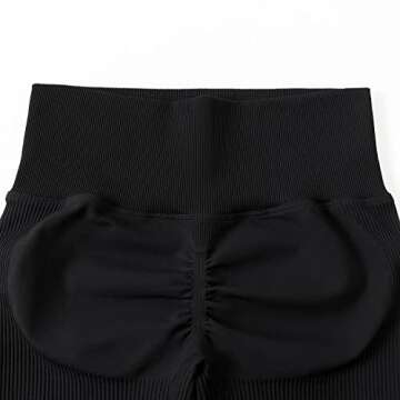 OMKAGI Women Seamless Booty Shorts Butt Lifting 5" High Waisted Workout Shorts(L,SL933-Black)