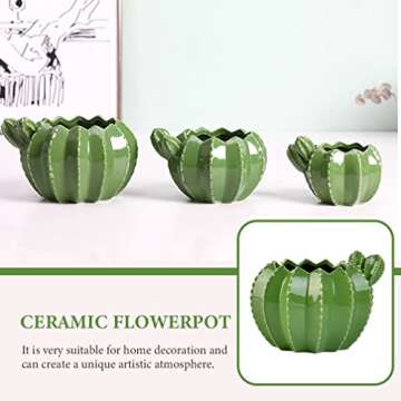 Cactus Shaped Ceramic Flower Pot - Cute Succulent Planter