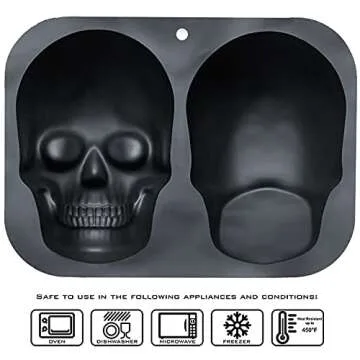 JETKONG Extra Large Silicone Skull Cake Mold Haunted Skull Baking Cake Pan for Halloween and Birthday Party