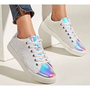 Lucky Step Glitter Sneakers for Women - Stylish & Comfortable