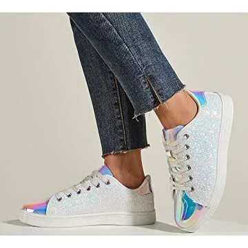 Lucky Step Glitter Sneakers for Women - Stylish & Comfortable