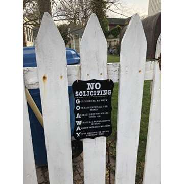 Funny No Soliciting Sign - 12x8 Easy Install Door Decor
