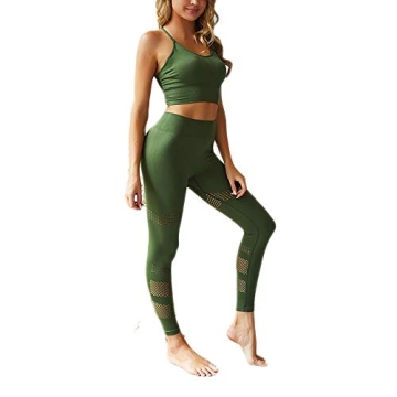 Hotexy Women's Workout 2 Pieces Seamless High Waisted Yoga Leggings with Sports Bra Gym Clothes Acti...