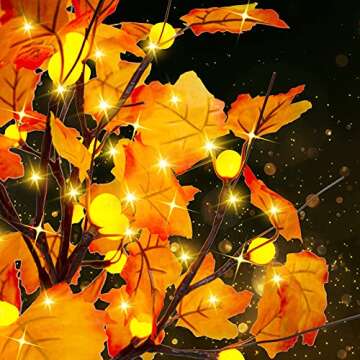 24 Inch Fall Lighted Maple Tree with Pumpkin LED Lights