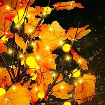 24 Inch Fall Lighted Maple Tree with Pumpkin LED Lights