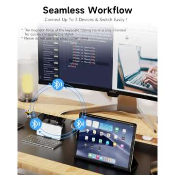 Mini Foldable Bluetooth Keyboard with Magnetic Stand,Aluminum Alloy Mini Quiet Folding Keyboard Port...