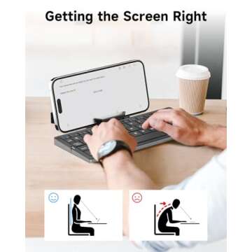 Mini Foldable Bluetooth Keyboard with Magnetic Stand,Aluminum Alloy Mini Quiet Folding Keyboard Portable Lightweight Portable Bluetooth Keyboard Android Rechargeable Keyboard for Tablet,iPad, Phones