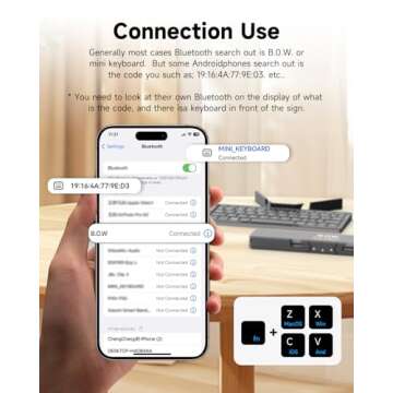 Mini Foldable Bluetooth Keyboard with Magnetic Stand,Aluminum Alloy Mini Quiet Folding Keyboard Portable Lightweight Portable Bluetooth Keyboard Android Rechargeable Keyboard for Tablet,iPad, Phones