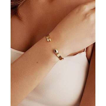 PAVOI Stainless Steel Bangle Bracelets for Women | I Am Enough Inspirational Engraved Adjustable Mantra Cuff Bangle | Personalized Gift for Her Mom Sister | Birthday Gifts for Women