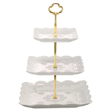 Sumerflos 3 Tier Porcelain Cupcake Stand - Elegant Dessert Display for Parties