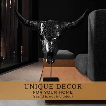 Skull Bliss - Hand-Crafted Real Authentic Taxidermy Cow Skull/Bull Skull Wall Decor with XL Horns/Re...