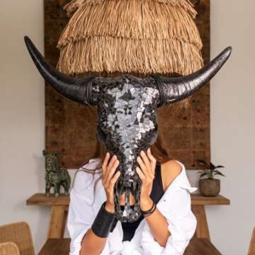 Skull Bliss - Hand-Crafted Real Authentic Taxidermy Cow Skull/Bull Skull Wall Decor with XL Horns/Real Animal Cow Skull Wall Decor (Standard Horns)