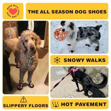 Hcpet Dog Shoes, Dog Boots for Large Dogs, Waterproof Dog Booties Paw Protector for Summer Hot Pavement, Winter Snowy Day, Outdoor Walking, Indoor Hardfloors Anti Slip Sole Orange Size 7