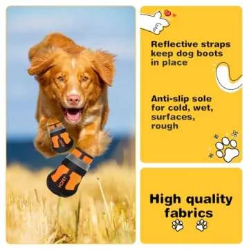 Hcpet Dog Shoes, Dog Boots for Large Dogs, Waterproof Dog Booties Paw Protector for Summer Hot Pavement, Winter Snowy Day, Outdoor Walking, Indoor Hardfloors Anti Slip Sole Orange Size 7