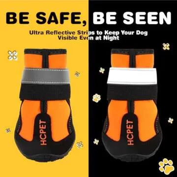 Hcpet Dog Shoes, Dog Boots for Large Dogs, Waterproof Dog Booties Paw Protector for Summer Hot Pavement, Winter Snowy Day, Outdoor Walking, Indoor Hardfloors Anti Slip Sole Orange Size 7