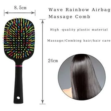 EudoUS Rainbow Paddle Brush for Mane and Tail Detangling