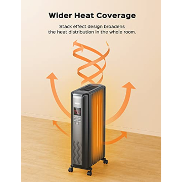 Dreo Oil Filled Radiator Heater, Electric Radiant Heater with Remote Control, 4 Modes, Overheat & Tip-Over Protection, 24h Timer, Digital Thermostat, Quiet Space Heater for Indoor Use Large Room
