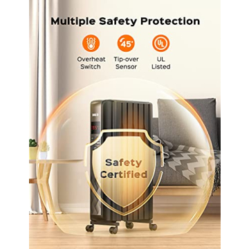 Dreo Oil Filled Radiator Heater, Electric Radiant Heater with Remote Control, 4 Modes, Overheat & Tip-Over Protection, 24h Timer, Digital Thermostat, Quiet Space Heater for Indoor Use Large Room