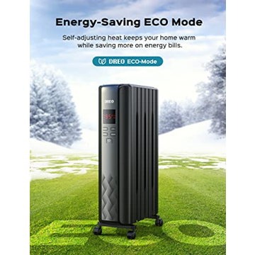 Dreo Oil Filled Radiator Heater, Electric Radiant Heater with Remote Control, 4 Modes, Overheat & Tip-Over Protection, 24h Timer, Digital Thermostat, Quiet Space Heater for Indoor Use Large Room