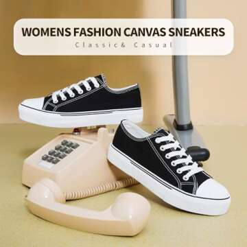 hash bubbie Women's Canvas Shoes Fashion Canvas Sneakers for Women Casual Tennis Shoes Low Top Walki...