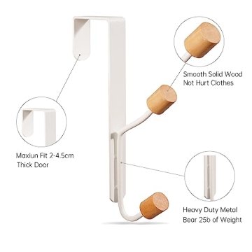HYMIKO Sturdy Over Door Hooks - 2 Packs for Organizing