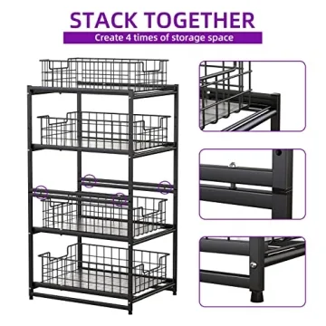 MaraFansie Under Sink Organizer with Sliding Drawers, 2-Pack