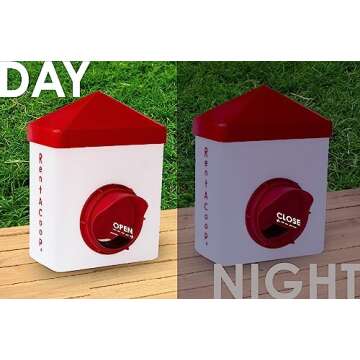 RentACoop Chick2Chicken 2.5lb BPA-Free Feeder with Anti-Roost Lid, Slider Port Cover and Mounting Ki...