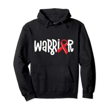 Warrior Pulmonary Embolism Awareness Blood Clot Red Ribbon Pullover Hoodie
