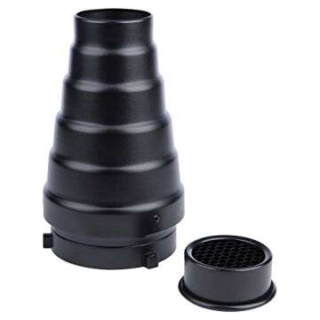 Interfit MSNOOT Studio Essentials Quality - Snoot with Bowens S-Type Mount Kit/Honeycomb Grid and 5-Color Gel Set, Black