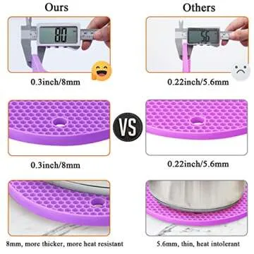 Silicone Trivet for Hot Dishes, 4 Pack Purple Heat Resistant Silicone Hot Pads Pot Holders for Kitchen Counter Non-Slip Trivets for Hot Pots and Pans, Small Dish Drying Mat & Spoon Rest