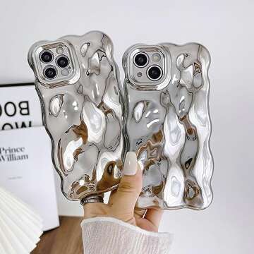 JANDM Case for iPhone 14 Pro Max,3D Wave Bubble Shape Ripple Chrome Pattern Soft Non-Yellowing Bumpe...