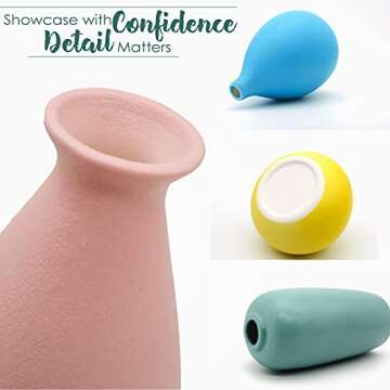 Colorful Flower Vase Set of 4, Small Pastel Vases Yellow Pink Blue Green/Teal, Decorative Ceramic Bud Vase, Centerpieces Tables Home Decor Gift, Cute Mini Stoneware Vase Decorations for Living Room