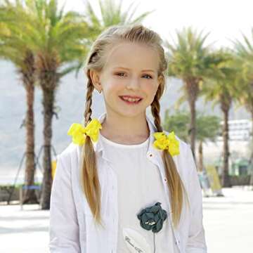 Oaoleer 30 Colors Grosgrain Ribbon Hair Accessories - 3 Inch Bows, Clips, Barrettes, and Alligator C...