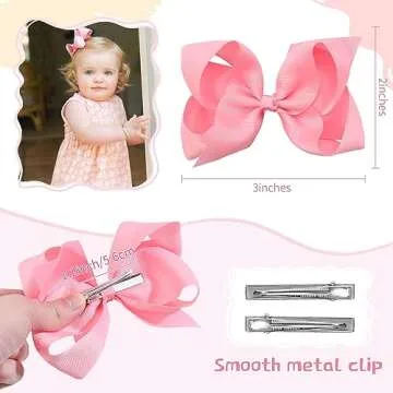 Oaoleer 30 Colors Grosgrain Ribbon Hair Accessories - 3 Inch Bows, Clips, Barrettes, and Alligator Clips for Girls, Toddlers, Kids, and Teens