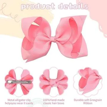 Oaoleer 30 Colors Grosgrain Ribbon Hair Accessories - 3 Inch Bows, Clips, Barrettes, and Alligator Clips for Girls, Toddlers, Kids, and Teens