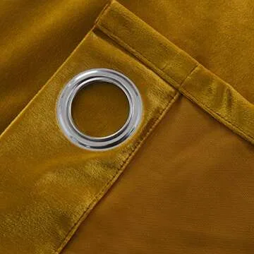 Cherry Home Super Soft Luxury Heavy Velvet Set of 2 Warm Yellow Blackout Energy Efficient Grommet Curtain Panel Drapes Ginger Mustard Curtain Panels, 52 in x 84 in (W x L)