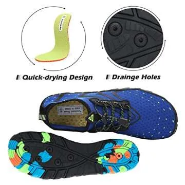 Mishansha Men Water Shoes Barefoot Swimming Shoes for Women Quick Dry Aqua Shoes Non-Slip Swim Pool Diving Surf Yoga Water Aerobics Socks Cobalt Blue 11 Women/9.5 Men