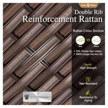 Sophia & William Oversized Half-Moon Outdoor Patio Furniture Set, 12 Piece Curved Outdoor Sectional Sofa Set Rattan Patio Conversation Set with 4 x Curved Sofa, 2X Armless Sofa, 2 x Ottoman, Beige