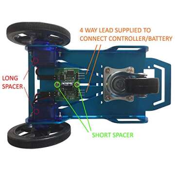 FEETECH FT-MC-002-SMC Blue Aluminum Robot Vehicle Chassis with FT-SMC-2CH DC motor drive board for A...