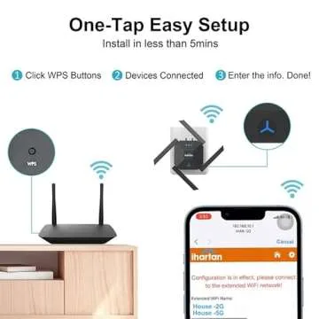 Kalff 2023 New Model WiFi Range Extender Signal Booster up to 8500Sq.ft and 45 Devices-1200Mbps Wall-Through Strong WiFi Booster-Dual Band 2.4G and 5G - 4 Antennas 360° Full Coverage, I-HAR01