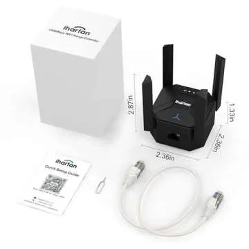 Kalff 2023 New Model WiFi Range Extender Signal Booster up to 8500Sq.ft and 45 Devices-1200Mbps Wall-Through Strong WiFi Booster-Dual Band 2.4G and 5G - 4 Antennas 360° Full Coverage, I-HAR01