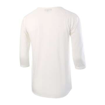 HETHCODE Men's Casual Raglan Fit Soft Baseball 3/4 Sleeve Active Sports Henley T-Shirts Tee White XL