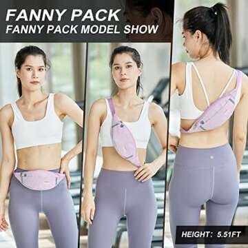 Small Fanny Packs for Women Fashionable Waist Bag Waterproof for Men Belt Bag for Women Crossbody Fanny Pack with Headphone Jack for Running Travelling Hiking Lightweight Bum Bag Fit All Phones Purple