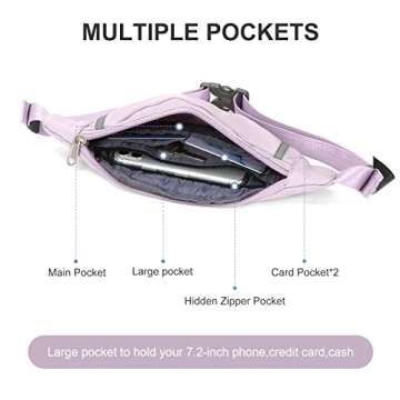 Small Fanny Packs for Women Fashionable Waist Bag Waterproof for Men Belt Bag for Women Crossbody Fanny Pack with Headphone Jack for Running Travelling Hiking Lightweight Bum Bag Fit All Phones Purple