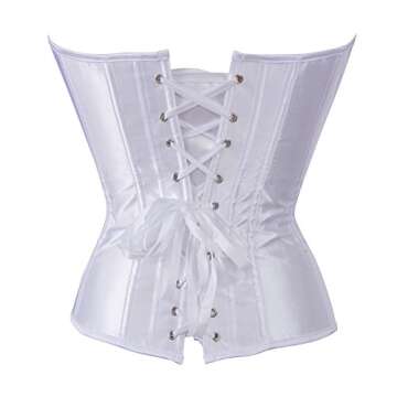 Women's Bustier Corset Top Sexy Lingerie Sets White Satin Waist Cincher