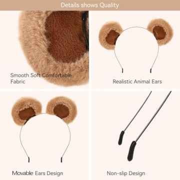 BEVILIU Bear Ears Headband for Kids and Adults Costume Fun