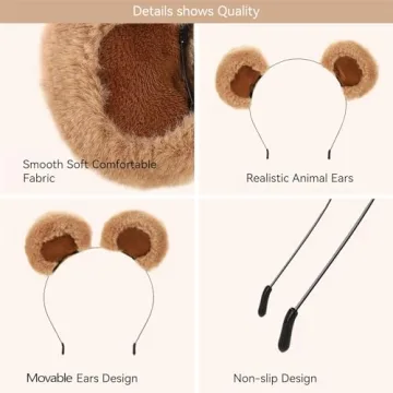 BEVILIU Bear Ears Headband for Kids and Adults Costume Fun